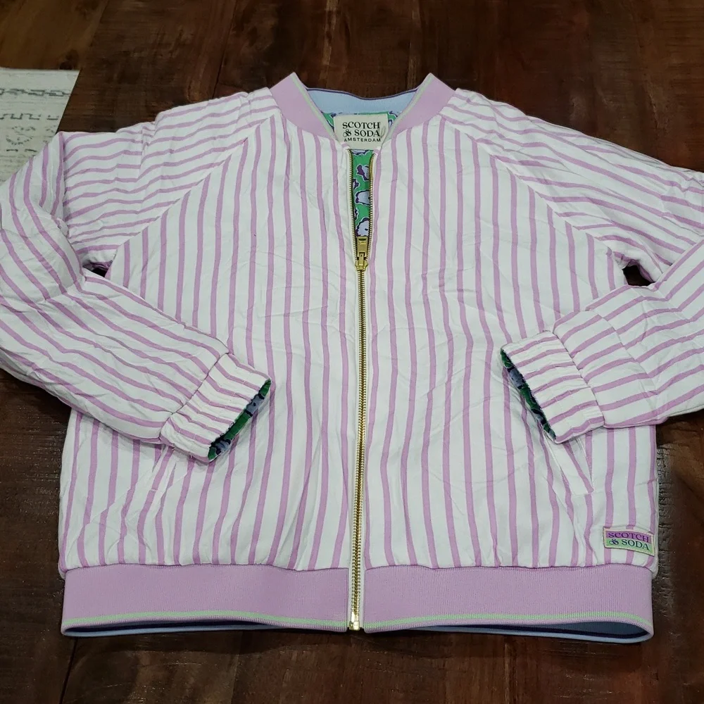 Scotch & Soda Lilac Striped Quilted Jacket